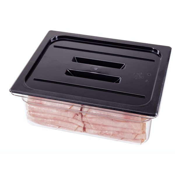 Cambro - Camwear Food Pan Cover, 1/2 Size, With Handle, Polycarbonate, Black, NSF, PK6